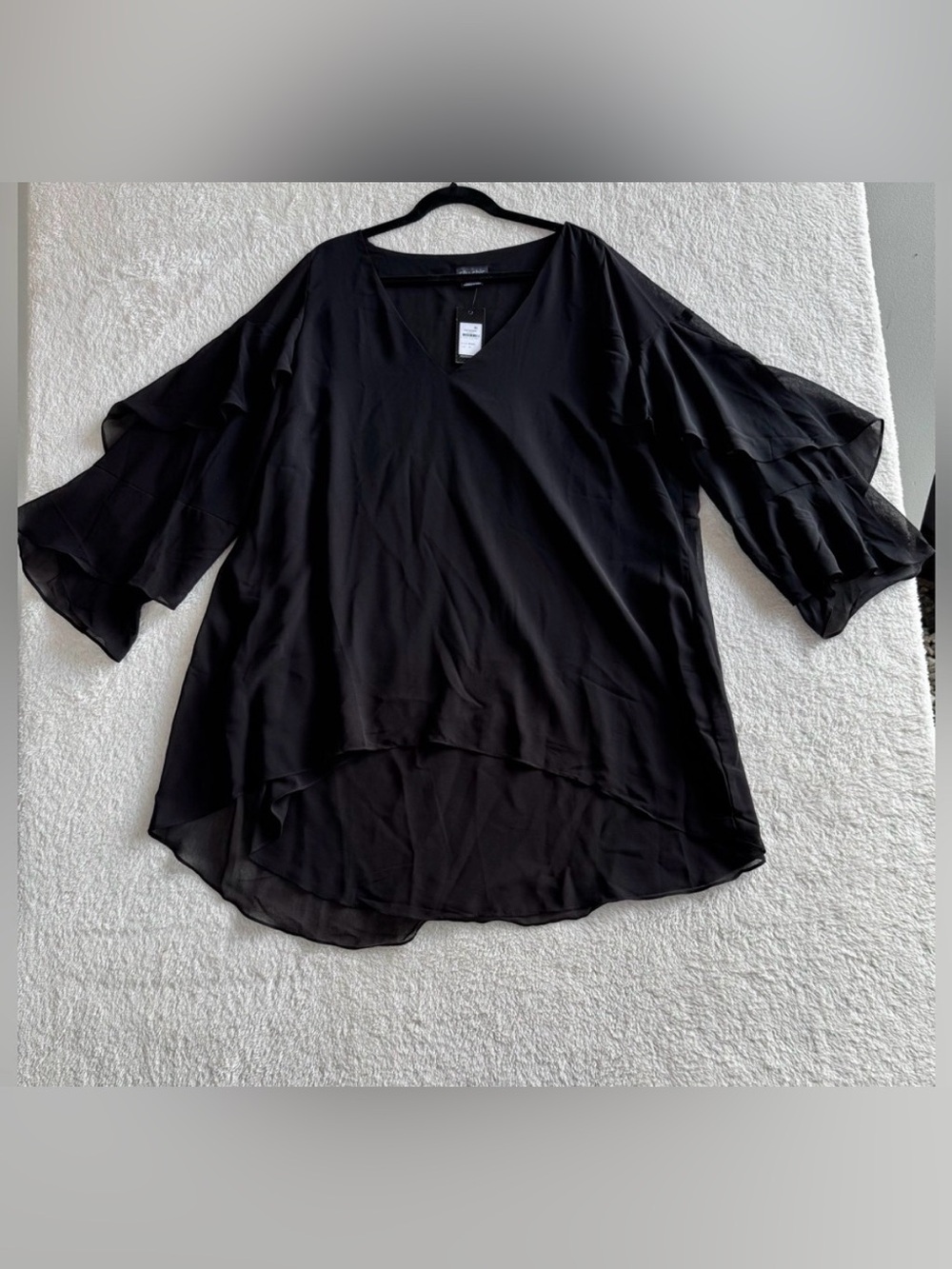 City Chic Ruffle Sleeves Top Size XL Black New